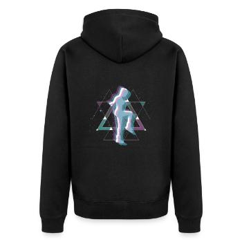Vaporwave Weltall Rope Jumping - Unisex Premium Bio Zip Hoodie - Schwarz - Hinten - Nico (187cm)