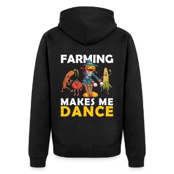 Farming bringt mich dazu, Gemüse Farm zu tanzen - Unisex Premium Bio Zip Hoodie - Schwarz - Hinten - Nico (187cm)