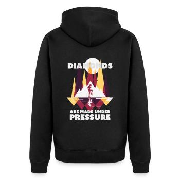 Rope Jumping Diamanten - Unisex Premium Bio Zip Hoodie - Schwarz - Hinten - Nico (187cm)