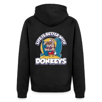 Life Is Better With Donkeys Esel Geschenk - Unisex Premium Bio Zip Hoodie - Schwarz - Hinten - Nico (187cm)