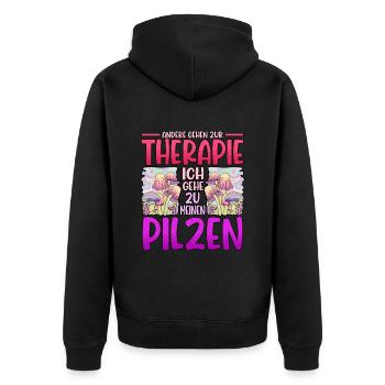 Pilzsammler Pilz Sucher - Unisex Premium Bio Zip Hoodie - Schwarz - Hinten - Nico (187cm)