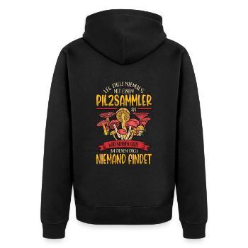 Pilzsammler Pilz Sucher - Unisex Premium Bio Zip Hoodie - Schwarz - Hinten - Nico (187cm)