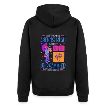 Pilzsammler Pilz Sucher - Unisex Premium Bio Zip Hoodie - Schwarz - Hinten - Nico (187cm)