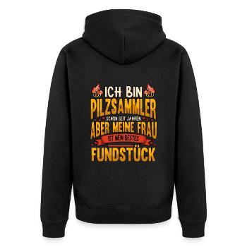 Pilzsammler Pilz Sucher - Unisex Premium Bio Zip Hoodie - Schwarz - Hinten - Nico (187cm)