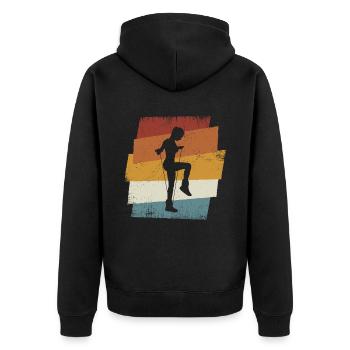 Retro Rope Jumping - Unisex Premium Bio Zip Hoodie - Schwarz - Hinten - Nico (187cm)