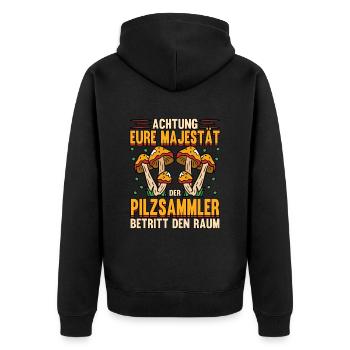 Pilzsammler Pilz Sucher - Unisex Premium Bio Zip Hoodie - Schwarz - Hinten - Nico (187cm)