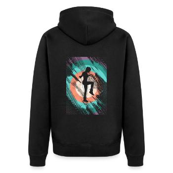 Retro Rope Jumping - Unisex Premium Bio Zip Hoodie - Schwarz - Hinten - Nico (187cm)