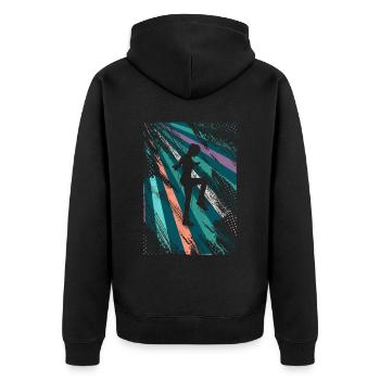 Retro Rope Jumping - Unisex Premium Bio Zip Hoodie - Schwarz - Hinten - Nico (187cm)