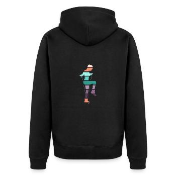 Retro Rope Jumping - Unisex Premium Bio Zip Hoodie - Schwarz - Hinten - Nico (187cm)