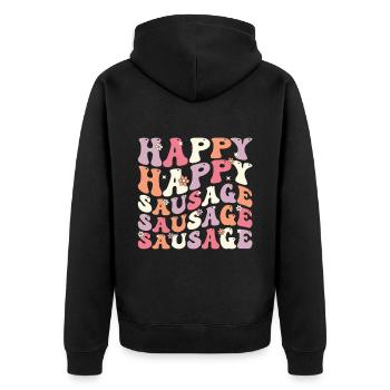 Groovy Happy Saucisse - Veste à capuche bio Premium Unisexe - noir - Dos - Nico (187cm)
