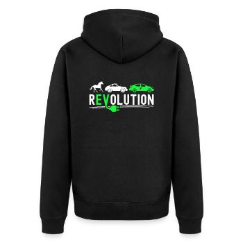 Revolution Elektromobilität Elektroauto - Unisex Premium Bio Zip Hoodie - Schwarz - Hinten - Nico (187cm)