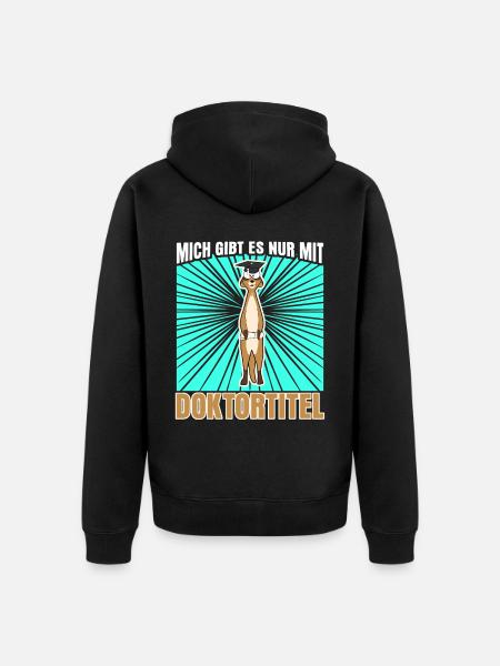 Doktortitel Erdmännchen Doktorarbeit - Unisex Premium Bio Zip Hoodie - Schwarz