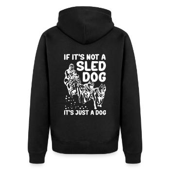 Mushing Schlittenhunde Hundeschlitten Geschenk - Unisex Premium Bio Zip Hoodie - Schwarz - Hinten - Nico (187cm)
