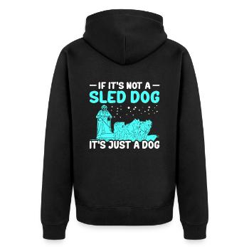 Mushing Hundeschlitten Schlittenhunde Geschenk - Unisex Premium Bio Zip Hoodie - Schwarz - Hinten - Nico (187cm)