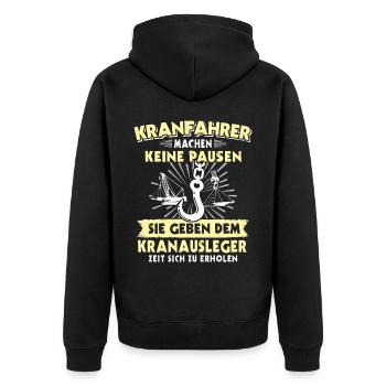 Kranführer Kran Sprüche Kranfahrer - Unisex Premium Bio Zip Hoodie - Schwarz - Hinten - Nico (187cm)