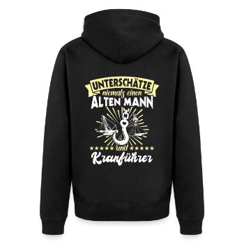Kranführer Kran Sprüche Kranfahrer - Unisex Premium Bio Zip Hoodie - Schwarz - Hinten - Nico (187cm)