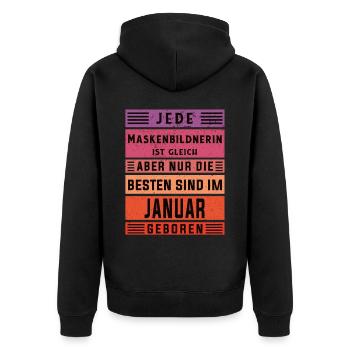 Kosmetiker Geburtstag Januar geboren - Unisex Premium Bio Zip Hoodie - Schwarz - Hinten - Nico (187cm)