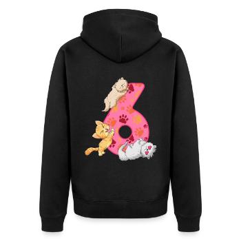 Chaton du 6ème anniversaire | Chemise d’anniversaire de chat | - Veste à capuche bio Premium Unisexe - noir - Dos - Nico (187cm)