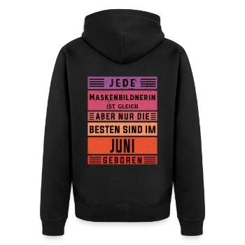 Kosmetiker Geburtstag Juni geboren Maskenbildnerin - Unisex Premium Bio Zip Hoodie - Schwarz - Hinten - Nico (187cm)