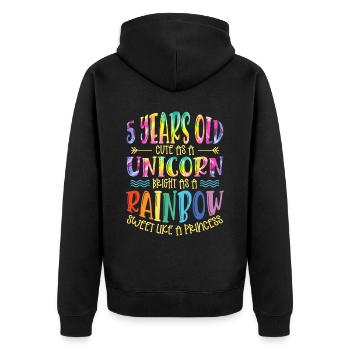 5 Jahre Alt Niedlich Wie Ein Einhorn Hell Wie Ein - Unisex Premium Bio Zip Hoodie - Schwarz - Hinten - Nico (187cm)