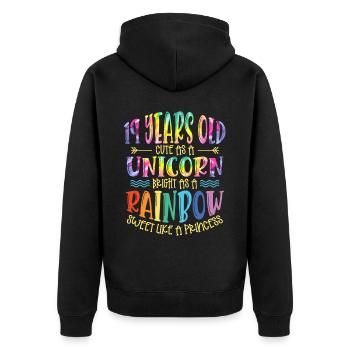 19 Jahre Alt Niedlich Wie Ein Einhorn Hell Wie - Unisex Premium Bio Zip Hoodie - Schwarz - Hinten - Nico (187cm)