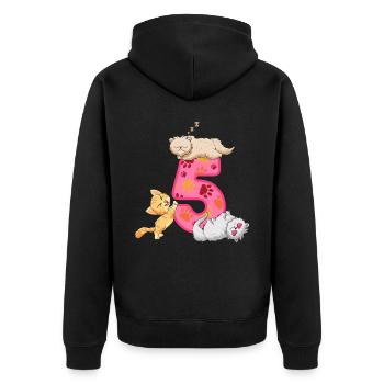 Chaton du 5ème anniversaire | Chemise d’anniversaire de chat | - Veste à capuche bio Premium Unisexe - noir - Dos - Nico (187cm)
