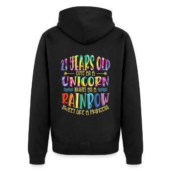 21 Jahre Alt Niedlich Wie Ein Einhorn Hell Wie - Unisex Premium Bio Zip Hoodie - Schwarz - Hinten - Nico (187cm)
