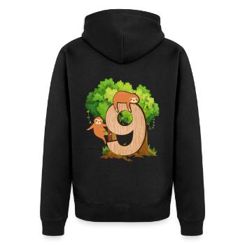 9th birthday | Sloth birthday | Sloth - Unisex Premium Organic Zip Hoodie - black - Back - Nico (187cm)