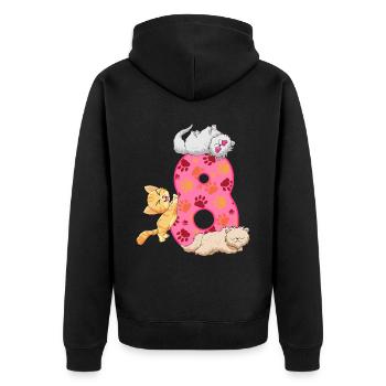 Chaton du 8ème anniversaire | Chemise d’anniversaire de chat | - Veste à capuche bio Premium Unisexe - noir - Dos - Nico (187cm)