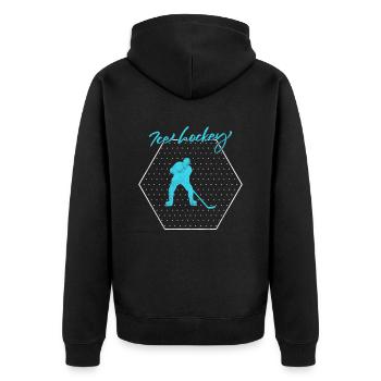 Eishockey - Unisex Premium Bio Zip Hoodie - Schwarz - Hinten - Nico (187cm)