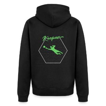 Torwart keeper - Unisex Premium Bio Zip Hoodie - Schwarz - Hinten - Nico (187cm)