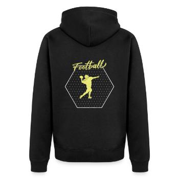Football - Unisex Premium Bio Zip Hoodie - Schwarz - Hinten - Nico (187cm)