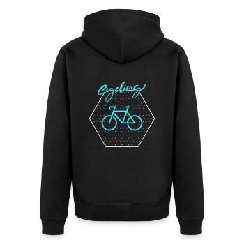 Bike - Unisex Premium Organic Zip Hoodie - black - Back - Nico (187cm)