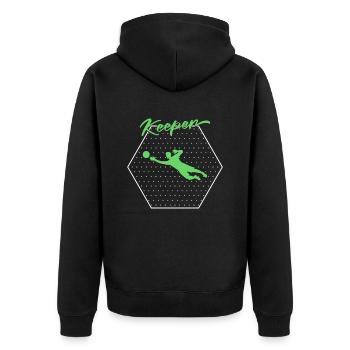 Torwart keeper - Unisex Premium Bio Zip Hoodie - Schwarz - Hinten - Nico (187cm)