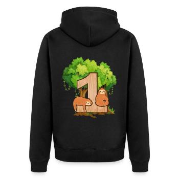 1st birthday | Sloth birthday | Sloth - Unisex Premium Organic Zip Hoodie - black - Back - Nico (187cm)