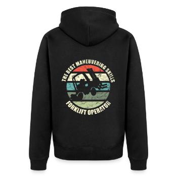 The Best Maneuvering Skills - Funny Forklift - Unisex Premium Organic Zip Hoodie - black - Back - Nico (187cm)