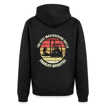 The Best Maneuvering Skills - Funny Forklift - Unisex Premium Organic Zip Hoodie - black - Back - Nico (187cm)