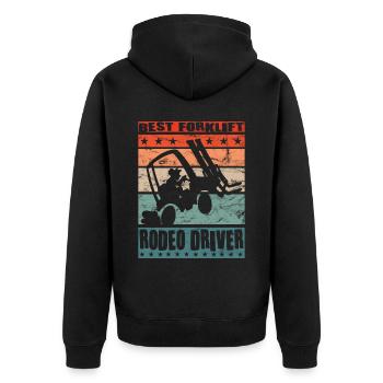 Bester Gabelstapler-Rodeo-Fahrer - Lustiger - Unisex Premium Bio Zip Hoodie - Schwarz - Hinten - Nico (187cm)