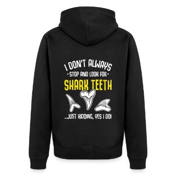 Haizähne Fossiliensammler Haizahn Fossilien Zähne - Unisex Premium Bio Zip Hoodie - Schwarz - Hinten - Nico (187cm)