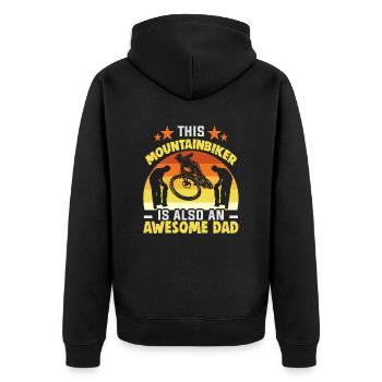 Mountain biker Father's Day Downhiller E biker - Unisex Premium Organic Zip Hoodie - black - Back - Nico (187cm)