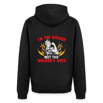 Welder Spruch Design for MetalWorkers - Unisex Premium Organic Zip Hoodie - black - Back - Nico (187cm)