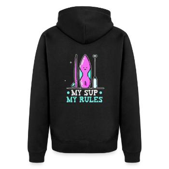 Sup Stand Up Paddle Design Sup Board Paddeln - Unisex Premium Bio Zip Hoodie - Schwarz - Hinten - Nico (187cm)