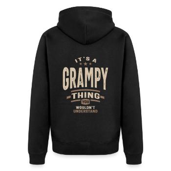 Männer Es ist eine schmutzige Sache Lustiger Papa Opa - Unisex Premium Bio Zip Hoodie - Schwarz - Hinten - Nico (187cm)