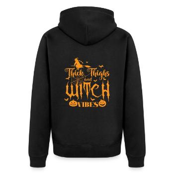 Cuisses épaisses et vibrations de sorcière Halloween - Veste à capuche bio Premium Unisexe - noir - Dos - Nico (187cm)