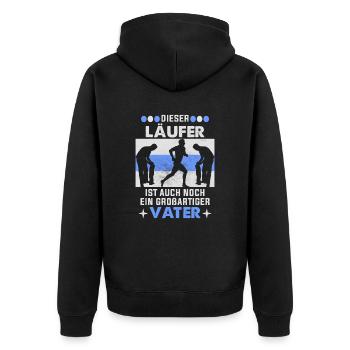 Läufer Vatertag Sportler - Unisex Premium Bio Zip Hoodie - Schwarz - Hinten - Nico (187cm)