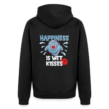 Cold Nose Warm Heart Manatee mollige Seekuh - Unisex Premium Bio Zip Hoodie - Schwarz - Hinten - Nico (187cm)