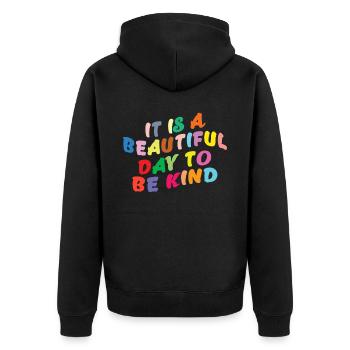 It's a nice day to be friendly - Unisex Premium Organic Zip Hoodie - black - Back - Nico (187cm)
