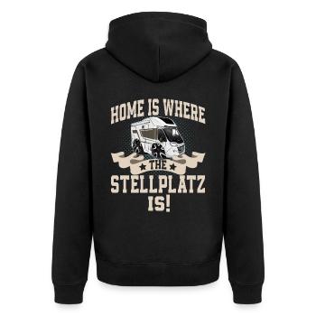 Camping Camper Campen - Unisex Premium Bio Zip Hoodie - Schwarz - Hinten - Nico (187cm)