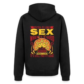 Chef Koch Pizza Pizzakoch Pizzeria Restaurant - Unisex Premium Bio Zip Hoodie - Schwarz - Hinten - Nico (187cm)