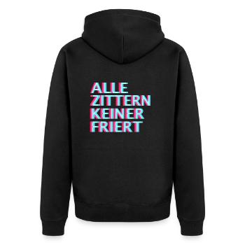 Speedcore Tekk Hardtekk Techno Raver EDM Uptempo - Unisex Premium Bio Zip Hoodie - Schwarz - Hinten - Nico (187cm)